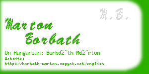 marton borbath business card